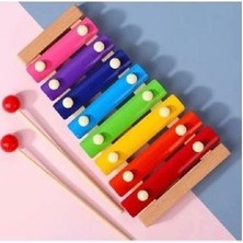Montessori Renkli 8 Nota 8 Ton Ahşap Ksilofon Selefon Ksilafon Tuşlu Sesli Müzik Aleti