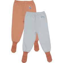 Kız Bebek Patikli Pantolon Kendinden Çoraplı Alt Pijama Mevsimlik %100 Organik Pamuk 2'li Set