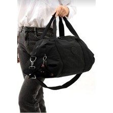 Eflanmoda Sanmorris Krinkır Kumaştan Siyah Seyahat El ve Omuz Çantası