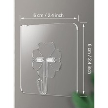 Bir Tık Home 15 Adet Şeffaf Güçlü Kendinden Yapışkanlı Kapı Duvar Askıları Ağır Yük Taşıma  6x6  cm