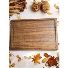 Masif Et Tahtası Steak Board - Oluklu Doğrama Tahtası Büyük Boy 40 x 27,5 cm Tek Parça - Yekpare