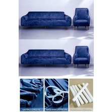 Kadife 3 3 1 1 Lastikli Kanepe Örtüsü | Lastikli Koltuk Örtüsü | Koltuk Kılıfı