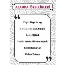 Baskılı 14,5 x 21  Termo Deri Çizgili 224 Sf. Tarihsiz Ajanda Defter