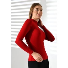Yarım Balıkçı Uzun Kollu Likralı Bluz