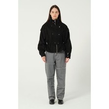 Kadın Siyah Yün Karışımlı Kaşe Mont 1234605EVA-1