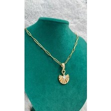 Özel Seri Goldrengi Zirkon Taşlı Yarım Plaka Çelik Kolye