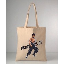 Efsaneler Serisi Karate Bruce Lee Baskılı 35X40 cm Ham Bez Omuz Çantası