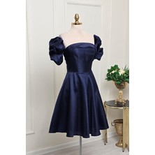 Yonca Moda Evi Store Lacivert Seyyar Kol Straplez Abiye 52086