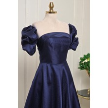 Yonca Moda Evi Store Lacivert Seyyar Kol Straplez Abiye 52086