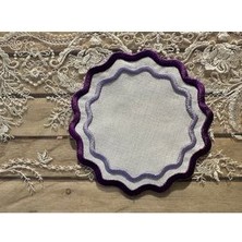 2 Li Mor Renk Nakışlı Kokteyl Peçetesi , Kahve Yanı Sunum Peçetesi ve Bardak Altlığı