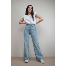 ByCukurovaFrango 2505 Yüksek Bel Boyfrıend(Salaş) Bol Paça Kot Pantolon