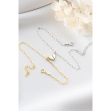 925 Ayar Gümüş 2'li Mıknatıslı Kalp Sevgili Çift Bilekliği