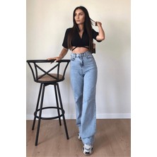 ByCukurovaFrango 2505 Yüksek Bel Boyfrıend(Salaş) Bol Paça Kot Pantolon