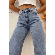 ByCukurovaFrango 2505 Yüksek Bel Boyfrıend(Salaş) Bol Paça Kot Pantolon