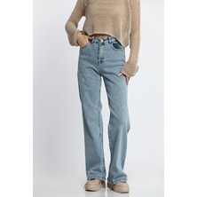 ByCukurovaFrango Benjamin Palazzo Salaş Paça Buz Kar Yıkama Yüksek Bel Esnek Jean