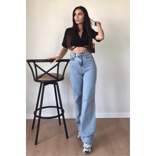 ByCukurovaFrango 2505 Yüksek Bel Boyfrıend(Salaş) Bol Paça Kot Pantolon