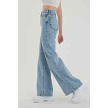 ByCukurovaFrango 2505 Yüksek Bel Boyfrıend(Salaş) Bol Paça Kot Pantolon