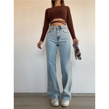 ByCukurovaFrango 2505 Yüksek Bel Boyfrıend(Salaş) Bol Paça Kot Pantolon