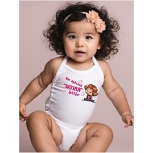 Ribana Aile Seri Dayı Yazılı Baskılı Kız Bebek Body & Zıbın Askılı Atlet Çıtçıtlı