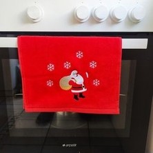 Yılbaşı Temalı Noel Baba Nakış Işlemeli Hediyelik 2li Mutfak Havlu Seti
