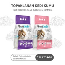 Bentysandy Bebek Pudrası ve Lavanta Kokulu Topaklanan Kedi Kumu 5 Lt x 2 Adet