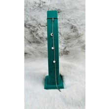 Ay Yıldızlı Bileklik Kadın  Taşlı Gümüş Renk