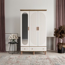 Comiet Soho 3 Kapaklı Aynalı Çekmeceli Mdf Gardırop