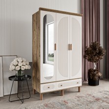 Comiet Soho 3 Kapaklı Aynalı Çekmeceli Mdf Gardırop