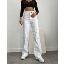 ByCukurovaFrango Genç Beyaz Bol Paçalı Jean Pantolon