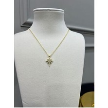 Store Gold Renk Çelik Zincir Zirkon Taşlı Kutup Yıldızı Kolye