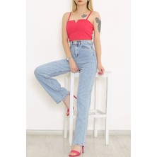 ByCukurovaFrango 2505 Yüksek Bel Boyfrıend(Salaş) Bol Paça Kot Pantolon