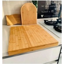 Bambu Kenarlı Kesme Tahtası 53*46CM Tezgah Üstü Aksesuar,hamur Açma Tahtası Mega Boy