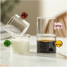 Renkli Boncuk Kulplu Kahve Yanı Bardağı 6 Lı Set 100 ml