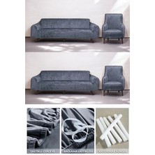 Kadife 3 3 1 1 Lastikli Kanepe Örtüsü | Lastikli Koltuk Örtüsü | Koltuk Kılıfı