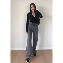 ByCukurovaFrango 2505 Yüksek Bel Boyfrıend(Salaş) Bol Paça Kot Pantolon