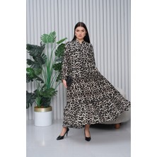 Leopar Vizon Desenli Elbise 1
