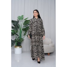 Leopar Vizon Desenli Elbise 1