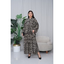 Leopar Vizon Desenli Elbise 1
