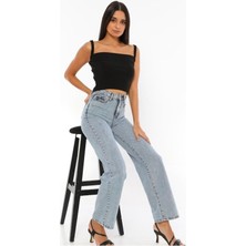 ByCukurovaFrango 2505 Yüksek Bel Boyfrıend(Salaş) Bol Paça Kot Pantolon