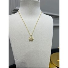 Store Zirkon Taşlı Gold Renk Çelik Zincirli Yıldız Kolye
