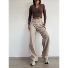 ByCukurovaFrango 2505 Yüksek Bel Boyfrıend(Salaş) Bol Paça Kot Pantolon