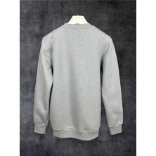 Pamuklu Gri Oversize "let The Show Begin" Baskılı Sweatshirt