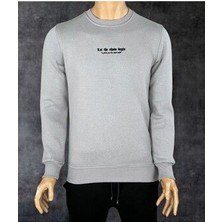 Pamuklu Gri Oversize "let The Show Begin" Baskılı Sweatshirt