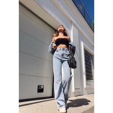 ByCukurovaFrango 2505 Yüksek Bel Boyfrıend(Salaş) Bol Paça Kot Pantolon