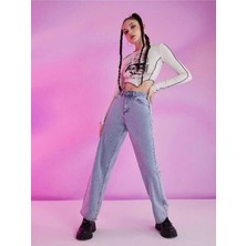ByCukurovaFrango Vanessa Mavi Yüksek Bel Bol Paça Denim Kot Pantolon- Salaş Pantolon 2024