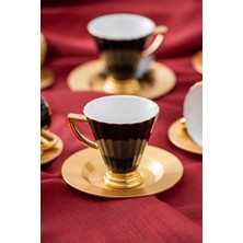 Acar Alice Siyah 12 Parça 6 Kişilik Porselen Kahve Fincanı Takımı - 90 ml