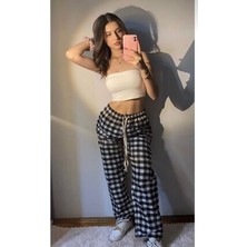 Ekose Desenli Unisex Oversize Eşofman Pijama Altı