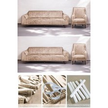 Kadife 3 3 1 1 Lastikli Kanepe Örtüsü | Lastikli Koltuk Örtüsü | Koltuk Kılıfı