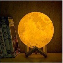Bilger Dolunay Ay 3D Işıklı Standlı Pilli Dekoratif Gece Lambası Hediyelik Küre LED 12  cm