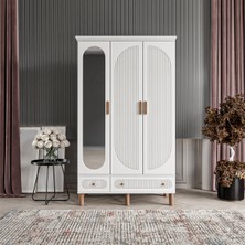Comiet Soho 3 Kapaklı Aynalı Çekmeceli Mdf Gardırop
